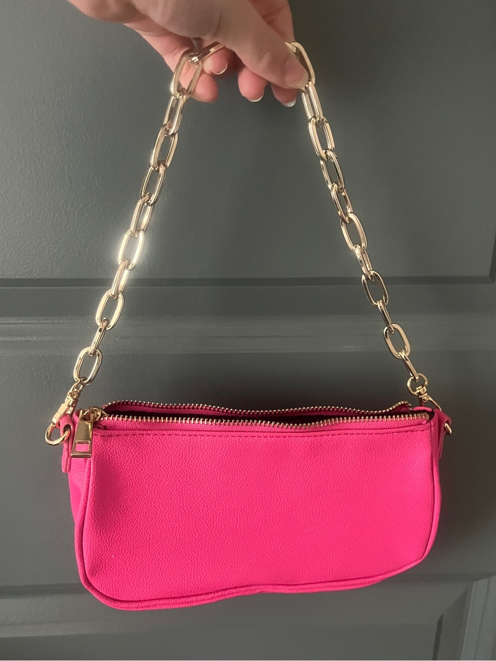 Forever 21 Hot Pink Mini Shoulder Bag with Gold Chain
